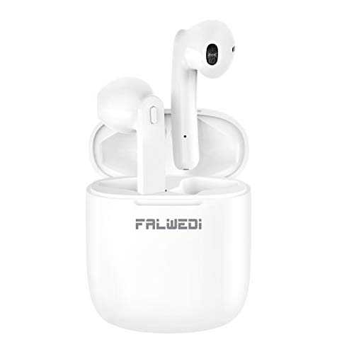 Falwedi Bluetooth 5.0 True Wireless Earbuds with Charging Case for iPhone Android, 30H Cyclic Playtime Waterproof No Master-Slave TWS Stereo Headphones with mic, in-Ear Earphones Headset for Sport