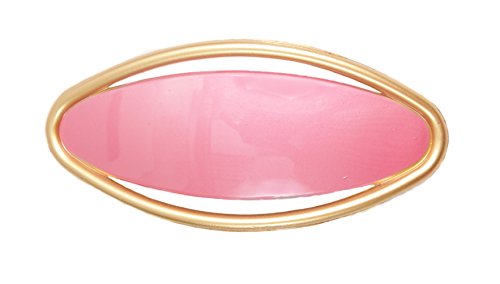 Caravan French Oval Hand Painted Automatic Barrette with Gold Outer, Peach