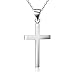 LUHE Small Cross Necklace Sterling Silver White Gold Plated Father Daughter Necklace for Men Women Unisex