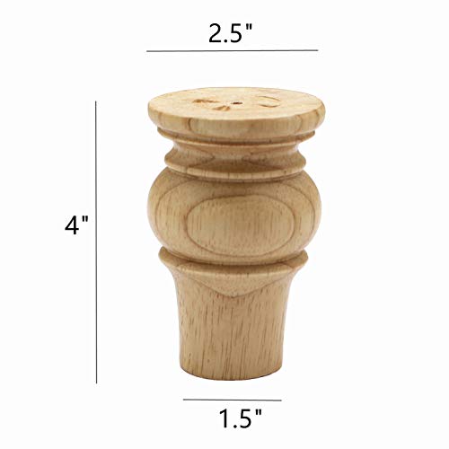 WEICHUAN Solid Wood Furniture Legs Bun Feet Replacement Sofa Couch