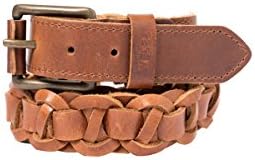 Velez Genuine Leather Men Western Braided Formal Dress Belts for Jeans with Golden Buckle Correa Cinturones Cuero de Hombre Tan Brown 32