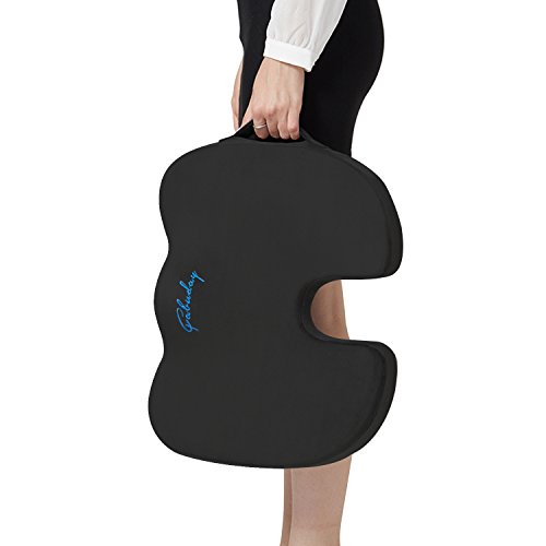 Coccyx Orthopedic Memory Foam Seat Cushion for Office Chair, Car, Wheel Chair and Bleachers, with Handle Anti-Slip Bottom. Relief from Back, Sciatica, Tailbone and Hemorrhoids Pain(Black) - Thumbnail 6