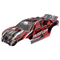 Traxxas Rustler VXL Replacement Body Shell - Red, Black & White Design (Part # TRA3726)