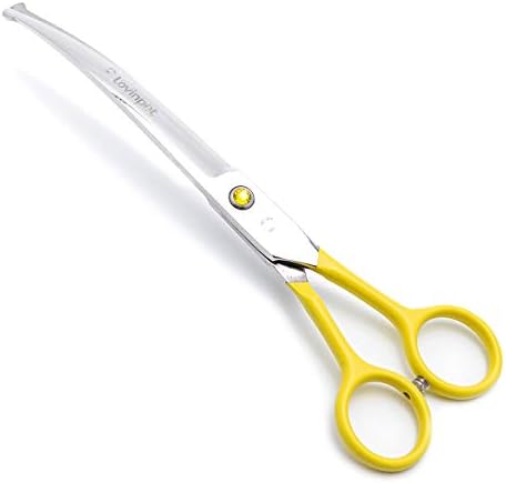 LovinPet Pet 7″ Curved Scissor Right/Left-Handed Pet Round-Tip Grooming Stainless Steel Safety Trimming Shears for Dogs and Cats (Easy use Curved Scissor)