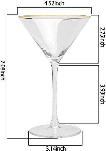 Cocktailgläser Martini Gläser 6er Set Goldener Rand Cocktail Glas mit Stiel Kristallgläser Margarita Mojito Cocktail… – Bild 3