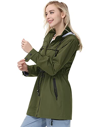 Women Rain Jacket Lightweight Hooded Waterproof Active Outdoor Trench Raincoat Sun Protection Jacket