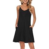 BEUFRI Women's Summer Swing T-Shirt Dress - Sleeveless Tank Dress With Pockets
