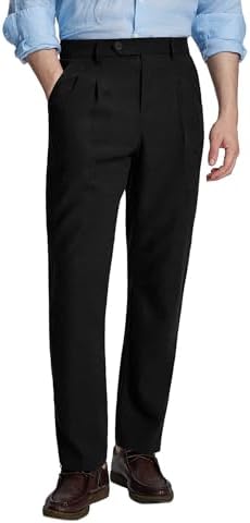 oversize dress pants men Men Casual Wide-Leg Nine-Point Suit Pants Straight Trousers Wide Pants Oversized Fashion Pure Black Old Daddy Pants (Black,Medium) at Amazon Men's Clothing store