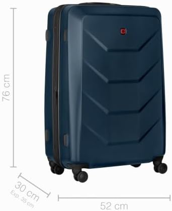 Prymo Large Valise Rigide à 4 roulettes, Trolley, Grand Format, 93 (107) l, Serrure de sécurité, Femmes Hommes, Voyages Vacances, Bleue, 653634