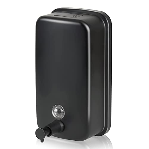 TERRIFI Soap Dispenser Wall Mount, 800ml/27 Fl.oz Commercial Wall Mounted Black Metal Wall Soap Dispenser, Strong Anti-rust and Waterproof for Bathrooms, Hotels, Restaurants