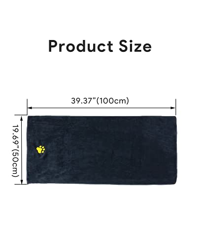 Dog Towel for Drying Dogs, Microfiber Pet Towel, Super Absorbent, Paw Pattern, Soft Quick-Drying, , Suitable for Dog Bathing, Grooming, Travel,Beach, Large Size, 39.37 x19.69in