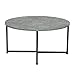 Household Essentials Jamestown Round Coffee Table Rustic Slate Concrete and Black Metal