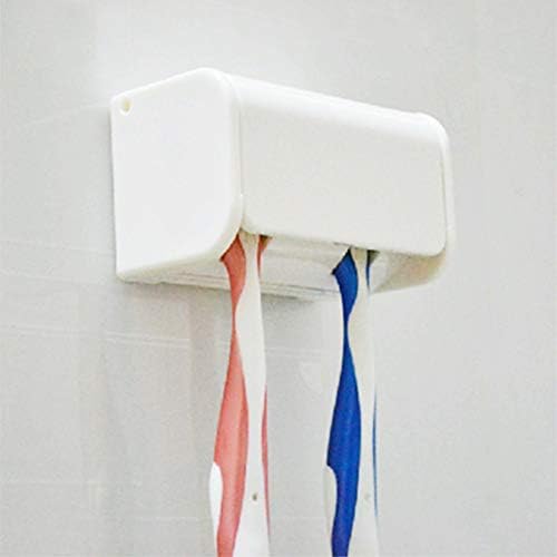 Toothbrush Holder 2/6 Grids Dust-Proof with Protecting Cover Home Back Adhesive Hotel Rack Bathroom Durable ABS Resin Hygienic(S)