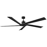 Monte Carlo 5ASPR70MBK Aspen 70" Indoor/Outdoor Damp Ceiling Fan with Remote Control, 5 Blades, Midnight Black