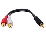 Adecco LLC 3.5mm Gold 1/8 Stereo Mini Jack Male to 2 Female RCA Adapter Audio (Male to 2 Female)