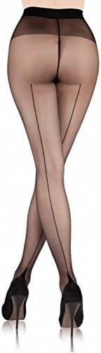 Séduction Couture Tights 15 DN large (5'5"-5'7", 165-170 cm) black/black seam