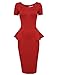 Tom's Ware Women Short Sleeve Zip Up Peplum Midi Dress