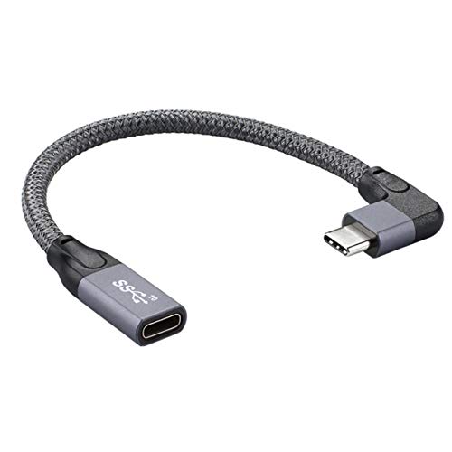cablecc USB-C USB 3.1 Type C Male to Female Extension Data Cable Left Right Angle with Laptop Case