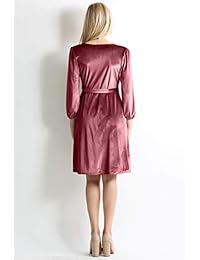 Vestido de terciopelo de manga larga para mujer con cinturón - fabricado en Estados Unidos