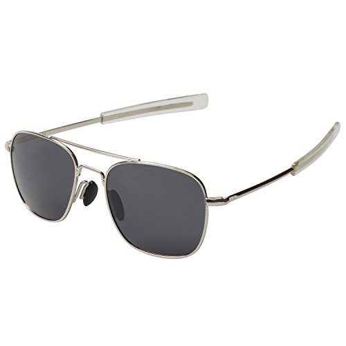 FSK Unisex Polarized Aviator Sunglasses Pilot Eyewear (Silver, Gray)