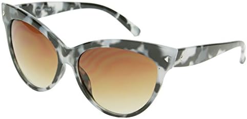 SunDanze Vintage Fashion Cateye Brown Lens Pointed Sunglasses For Women (Brown, Black and White Tortoise)