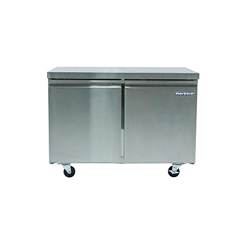 Norpole 47 in. W 12 cu. ft. 2-Door Under Counter Freezer in Stainless Steel