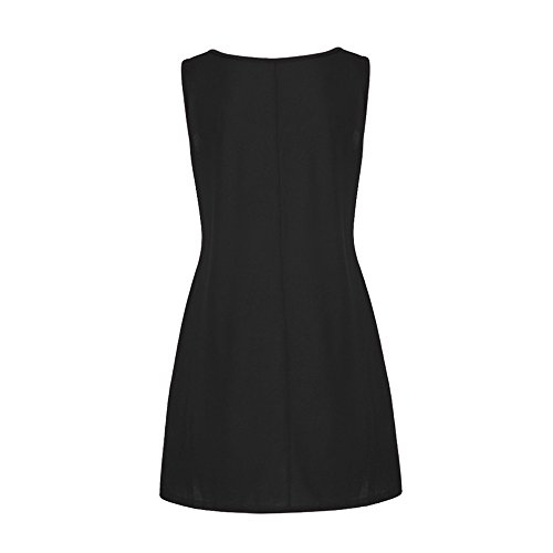 Corriee Women's Casual Solid Color O-Neck Swing Dress Sleeveless Loose T-Shirt Dresses Girtls Summer A-line Dress Black
