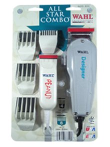 Wahl Professional All Star Clipper/Trimmer Combo #8331 - Features Designer Clip and Peanut Trimmer - Includes Accessories - Black