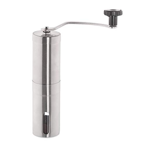 Relaxdays Manuelle Kaffeemühle, stufenlos verstellbar, Keramikmahlwerk, unterwegs, Hand Espressomühle, Edelstahl, silber…