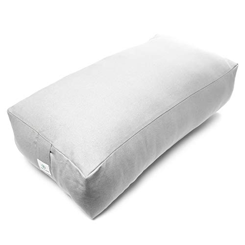 Incline Fit Round and Rectangle Supportive Yoga Bolster Filled with Cotton and Includes Machine Washable Cotton Cover and Cary Handle, Rectangle, Elephant Gray
