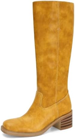 Amazon.com: ZJGZF Womens Dark Brown Knee High Boots Square Toe