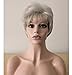 Royalfirst Short White Wigs for Women Synthetic Layered Curly Pixie Wig with Bangs Natural Looking Daily Costume Ladies Wig