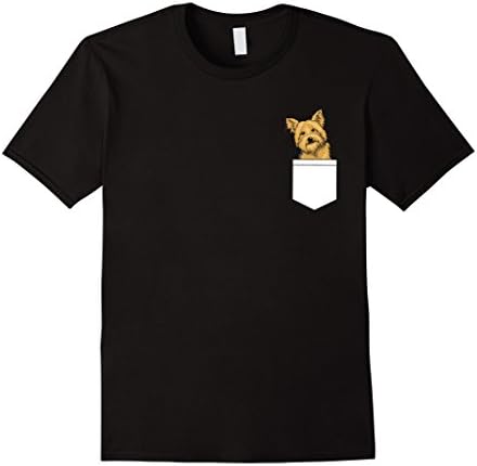 Mens Yorkie Puppy Dog in Your Pocket T-Shirt Large Black
