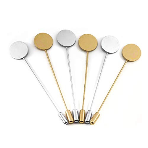 Forise 30pcs New Fashion Round Tray Gold and Silver Color Safety Pins Brooches Needle Suit Tie Hat Scarf Badge for DIY Jewelry Accessories