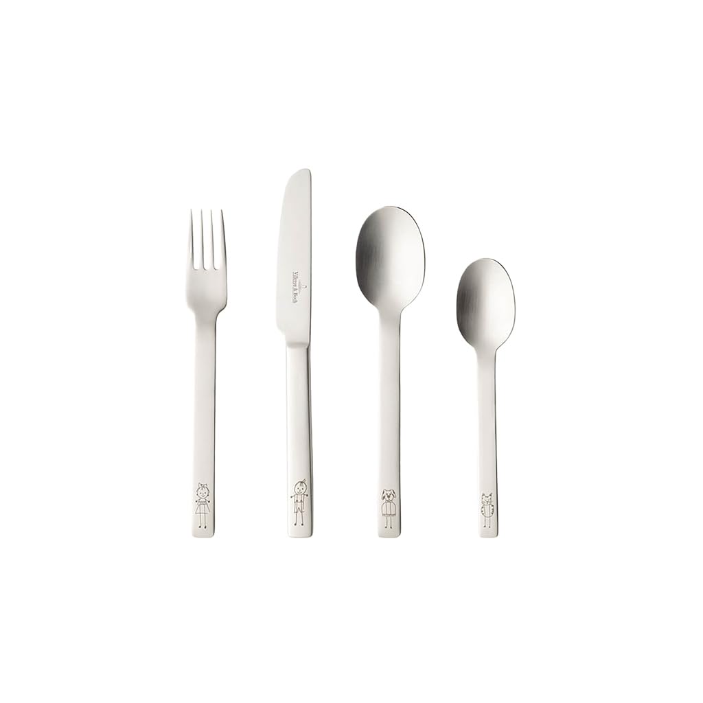 Villeroy & Boch - One Child’s Cutlery, Playful Stainless Steel Cutlery Set with Figures on The Handle, Stainless and Dishwasher Safe, 4 Part