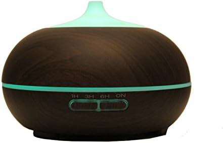 TiVee Home 300ml Aromatherapy Essential Oil Diffuser - Ultrasonic Cool Mist Humidifier - Whisper Quiet Operation - 7 Color LED Lights - Auto Shut-off - Dark Faux Wood Grain