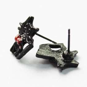 Black Cat Red Bow Stud Post Earrings