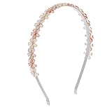 Lux Accessories Blush Tan Peach Multi Shimmer Flower Crystal Headband
