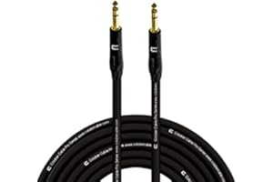 COLUBER CABLE 1/4 TRS Male to 1/4" TRS Male - 50 Feet - Black - 1/4 (6.35mm) Stereo Balanced Male to Male Connector for Powered Speakers, Audio Interface or Mixer for Live Performance & Recording