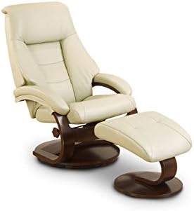 Mac Motion Oslo Collection Recliner with Matching Ottoman in Puty Top Grain Leather with Alpine Frame