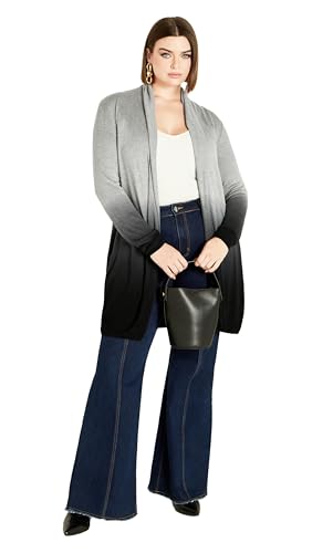 Avenue Women's Plus Size Mina Dip Dye Cardigan, 14-16 Grey