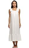 Ekouaer Womens Nightgown 100% Cotton Victorian Long Sleeveless Sleepwear S-XL
