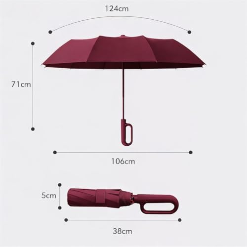 Guarda-Chuva Premium Botão Automático Abre e Fecha Varetas Reforçadas Proteção Solar UV Blackout Resistente ao Vento Compacto Dobrável Sombrinha Portátil Mochila Bolsa Mala Fivela de Anel