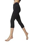 Boody EcoWear Women's Crop Leggings – Capri Short Tight Made From Natural Organic Bamboo Viscose - Soft Breathable Eco Fashion For Sensitive Skin - Black, Small