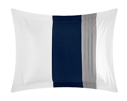 Chic Home Ayelet 10 Piece Comforter Set Color Block Ruffled Bag Bedding-Decorative Pillows Shams Included, Queen, Navy