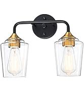2-Light Vanity Light Fixtures,KAUEN Bathroom Light Fixtures with Clear Glass Shade,Bathroom Vanit...