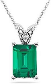 2.57-3.83 Cts of 10x8 mm AAA Emerald Lab Created Emerald Scroll Solitaire Pendant in 14K White Gold