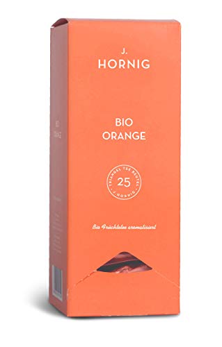 J. Hornig Bio Orangentee, Premium Pyramidenbeutel, Früchtetee Orange mit Bio-Zertifikat, 25 Tee-Sachets, Filtermaterial…