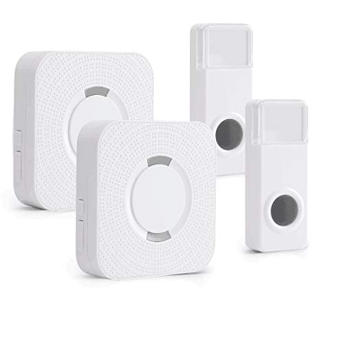Wireless Doorbell, Fityou Waterproof Door Bells & Chimes Wireless Kit,Operating at 1000 Feet with 58 Door Bell Chime, 4 Levels Volume & LED Flash,2 Buttons 2 Receivers Doorbell for Home, Business