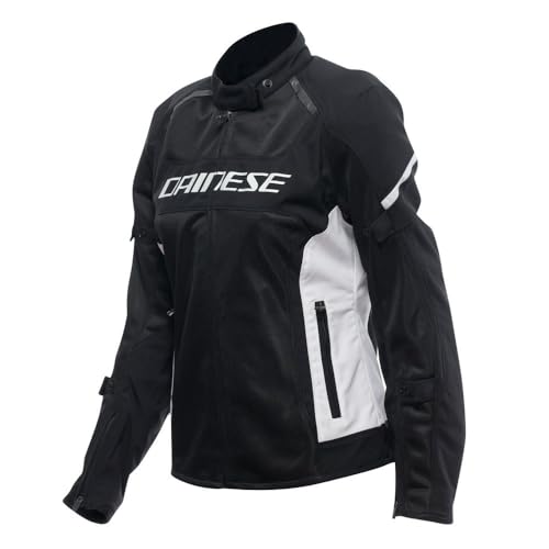DAINESE - Air Frame 3 Tex Jacket Wmn, Summer Motorcycle Jacket with Detachable Windproof Lining, Woman, Black/White/White, 44